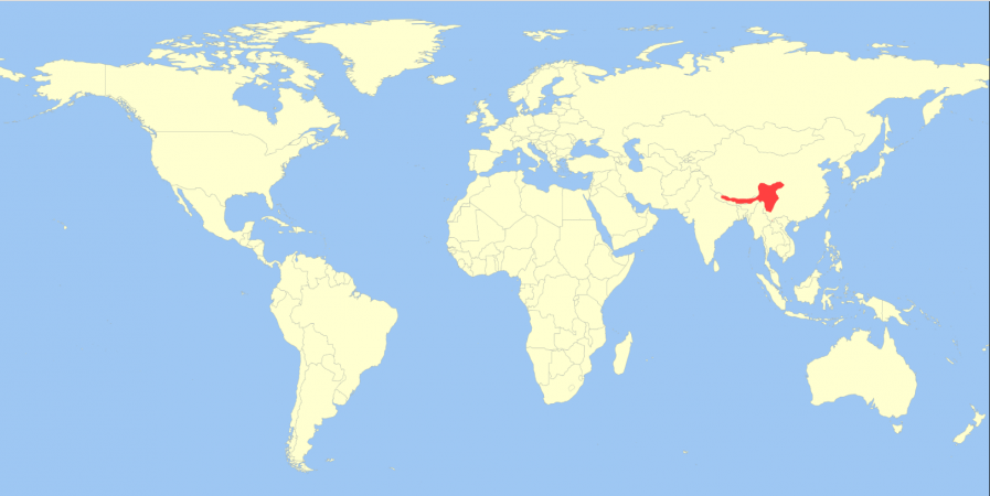 Répartition géographique du panda roux (2010)